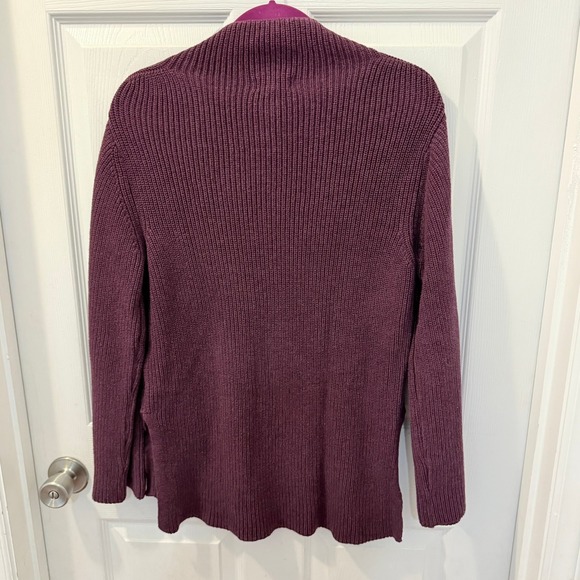 Pact Organic Cotton Size S Women's Fisherman Knit Tunic Sweater Mock Neck Purple - Picture 9 of 13